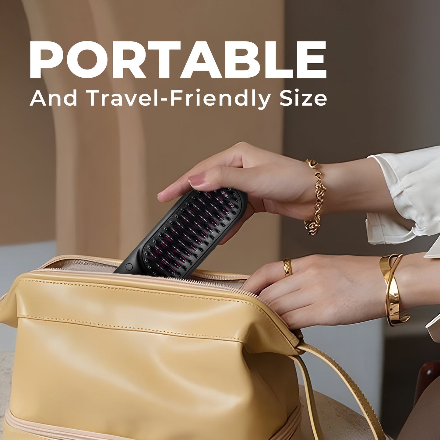 Brosse lissante portable – Des cheveux lisses et soyeux en un instant, n'importe où.
