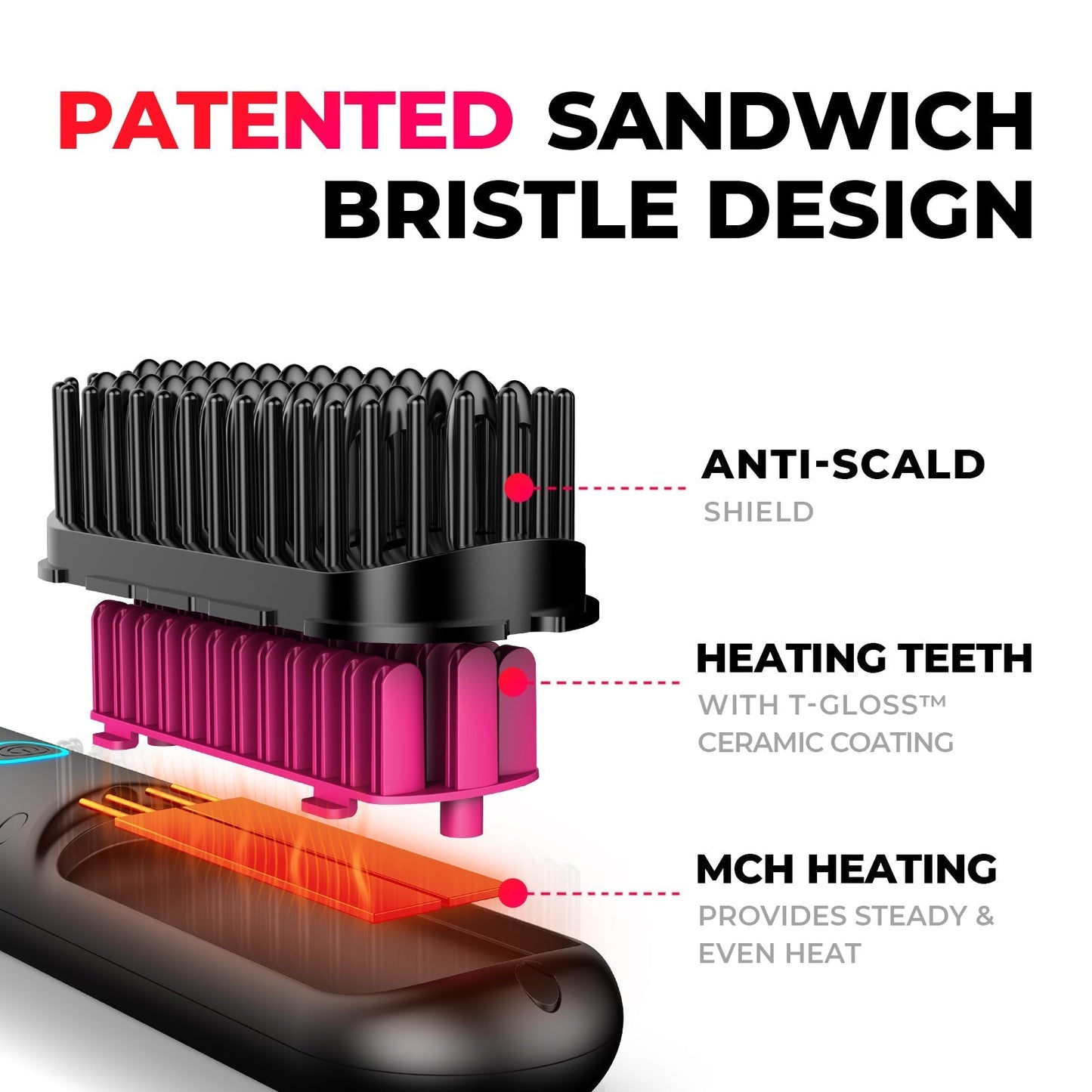 Brosse lissante portable – Des cheveux lisses et soyeux en un instant, n'importe où.